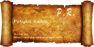 Petyka Rados névjegykártya